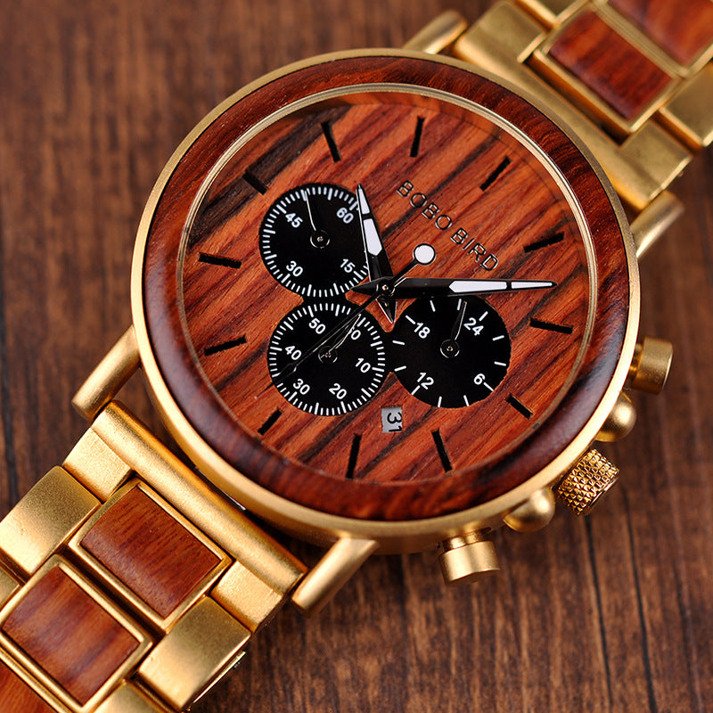 Men's Bobo Bird watch in a sophisticated wooden box