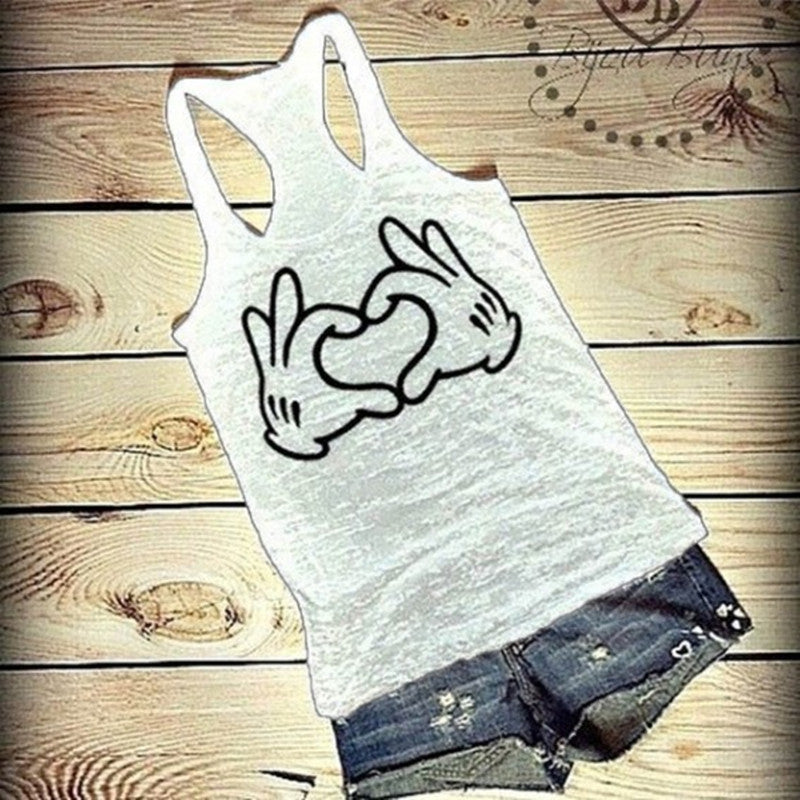 Cute Two-handed Love Print Women's Tank Top