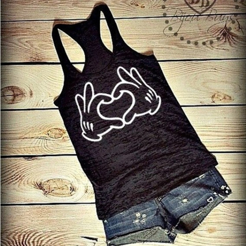 Cute Two-handed Love Print Women's Tank Top