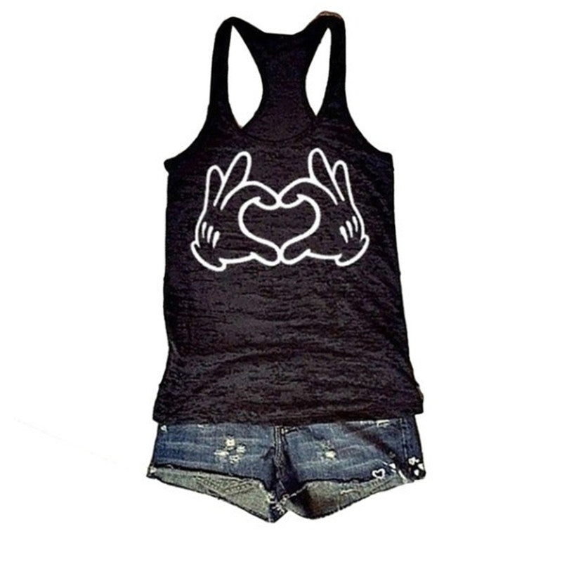 Cute Two-handed Love Print Women's Tank Top