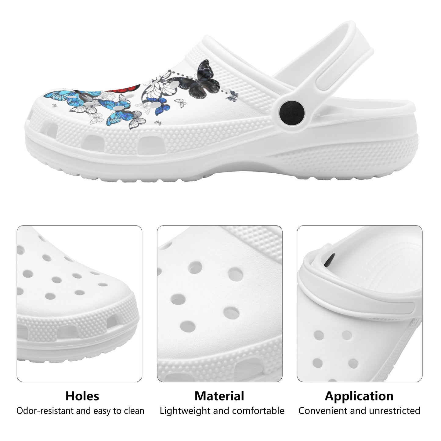 Womens "Crimson Wings" Classic Clogs