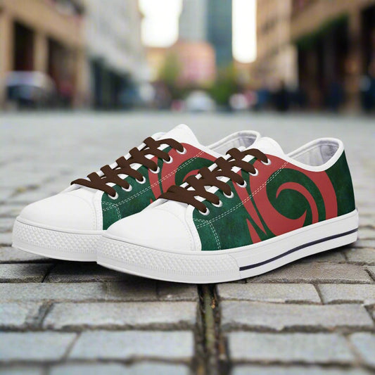 Womens Red-Green Groove Low Top Canvas Shoes