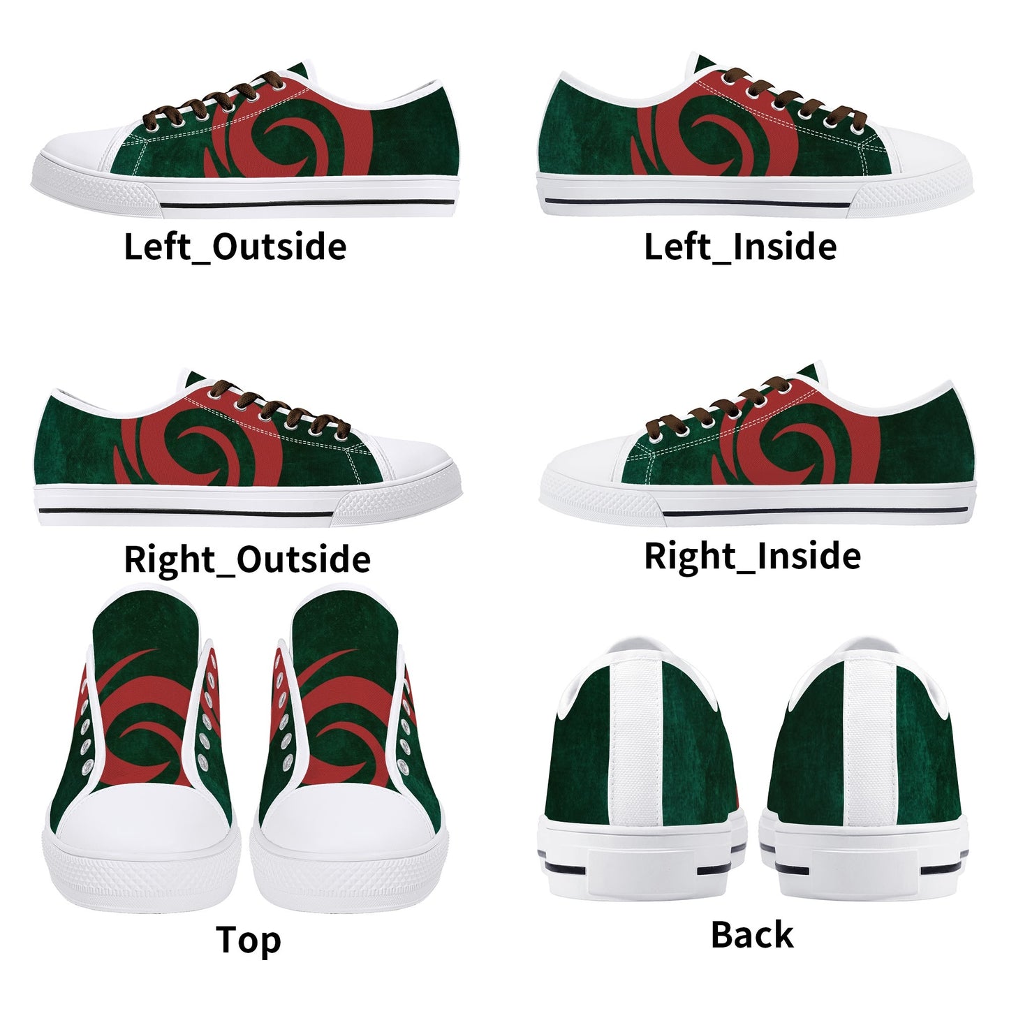 Womens Red-Green Groove Low Top Canvas Shoes