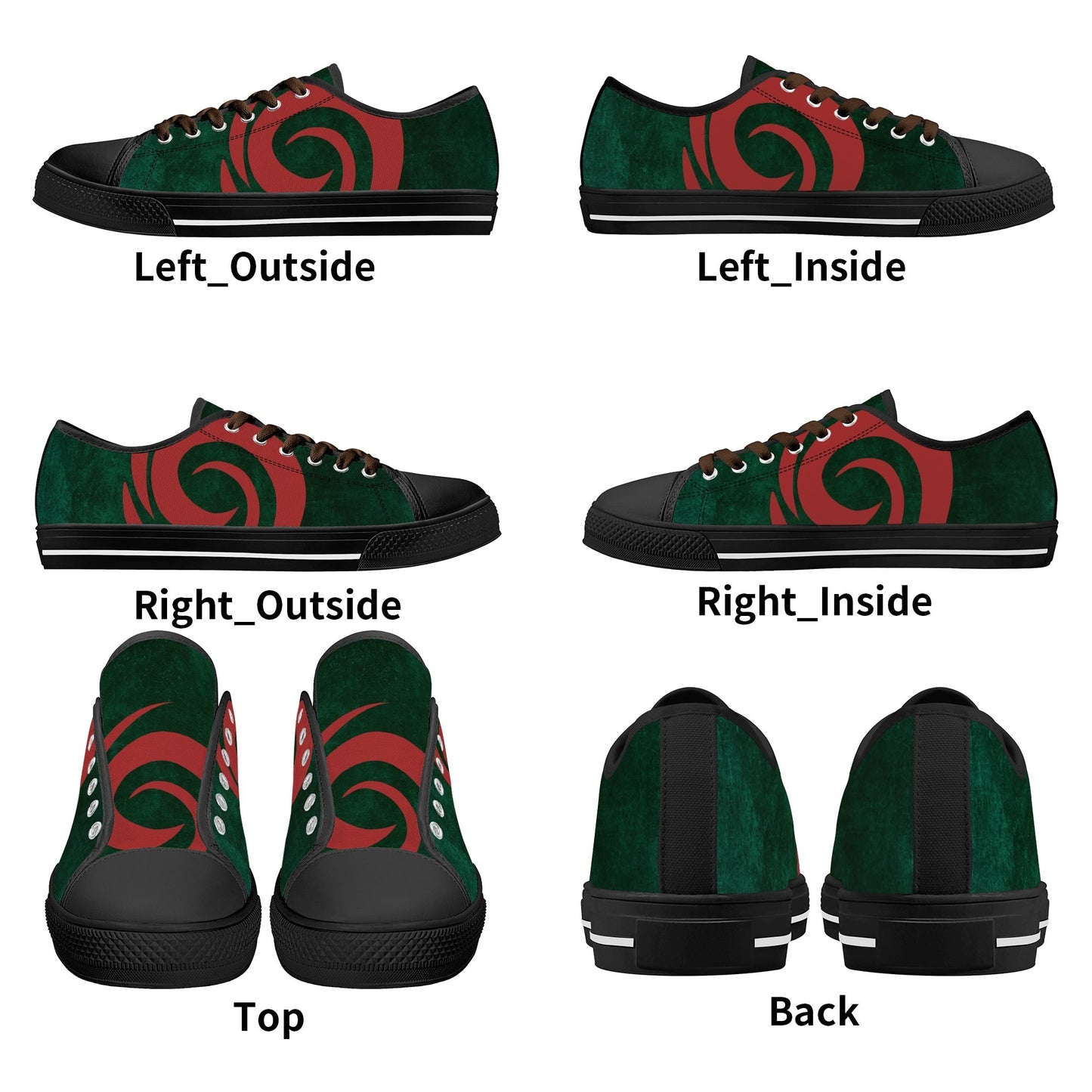 Womens Red-Green Groove Low Top Canvas Shoes