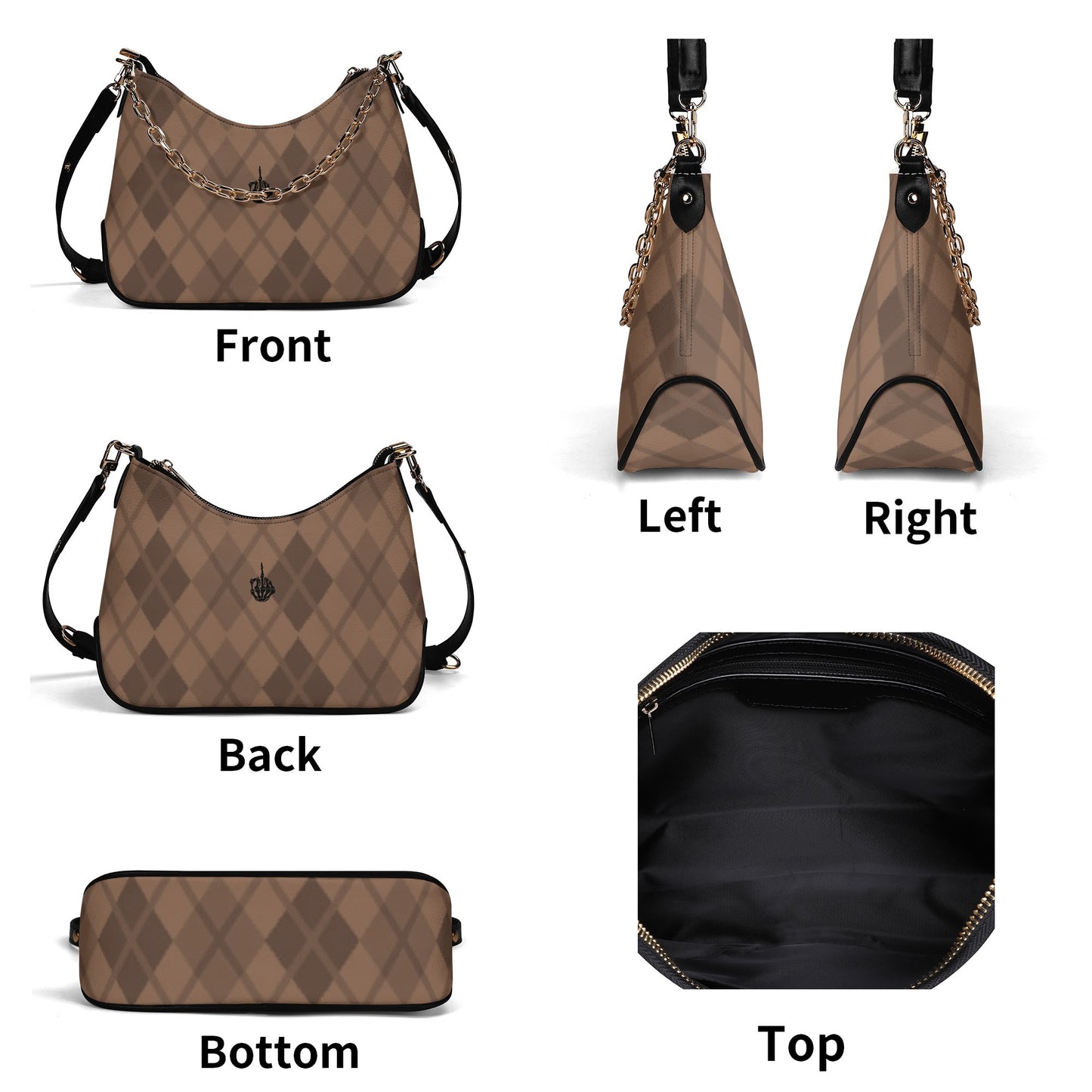 Argyle Attitude Leather Bag with Chain