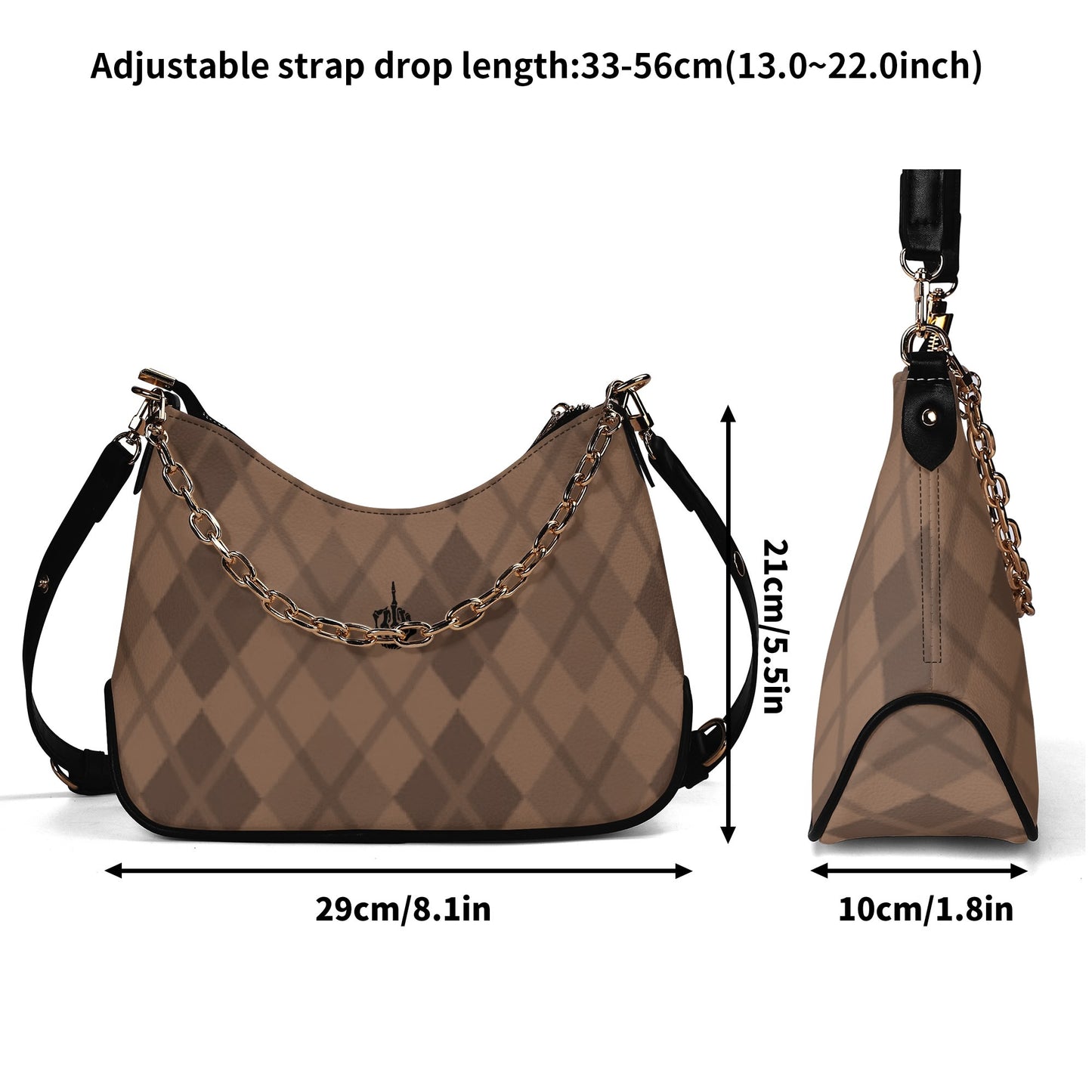Argyle Attitude Leather Bag with Chain