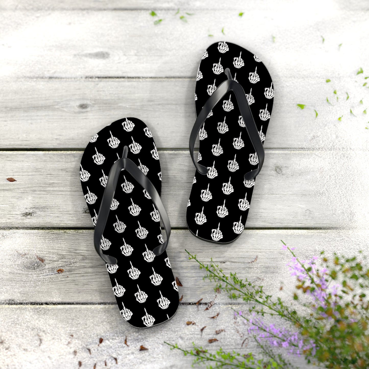 Rebellious Skeleton Flip Flops
