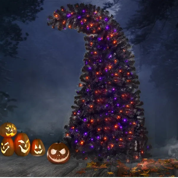 6FT Black Bent-Top Tree – Haunted Holiday LED Showstopper