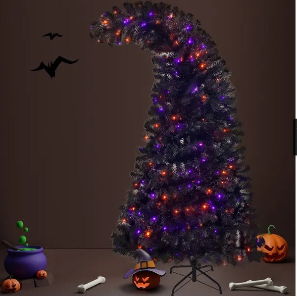 6FT Black Bent-Top Tree – Haunted Holiday LED Showstopper