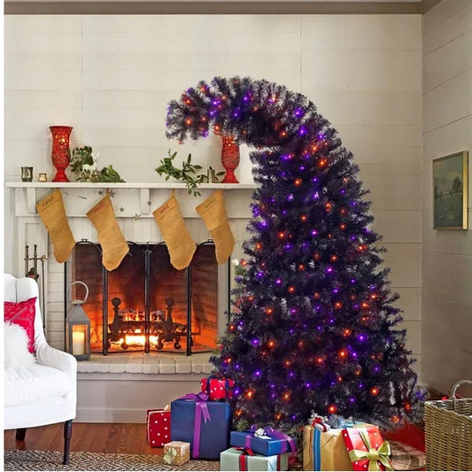 6FT Black Bent-Top Tree β Haunted Holiday LED Showstopper