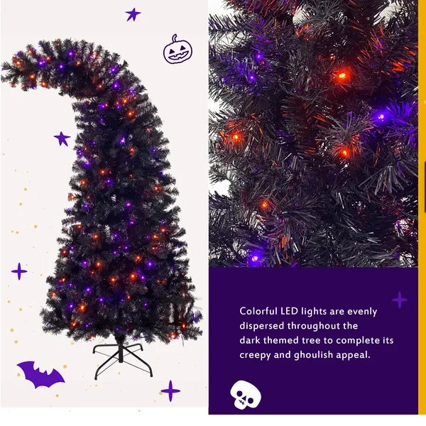 6FT Black Bent-Top Tree – Haunted Holiday LED Showstopper