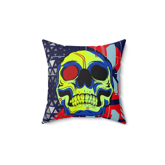 Cyberpunk Skull Art Pillow