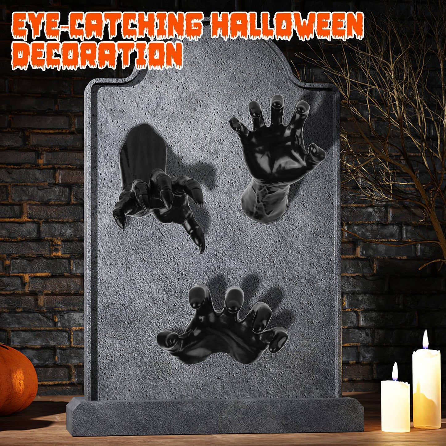 Gothic Candle Hands – Halloween Wall Decor (Set of 3)