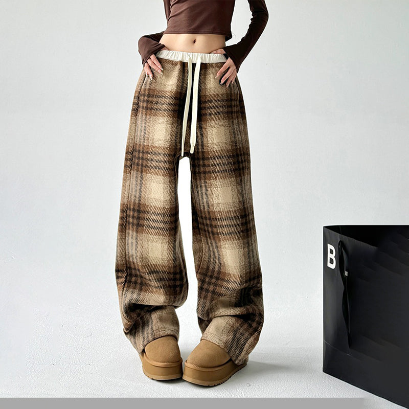 Soft‑Fit Checkered Drawstring Pants