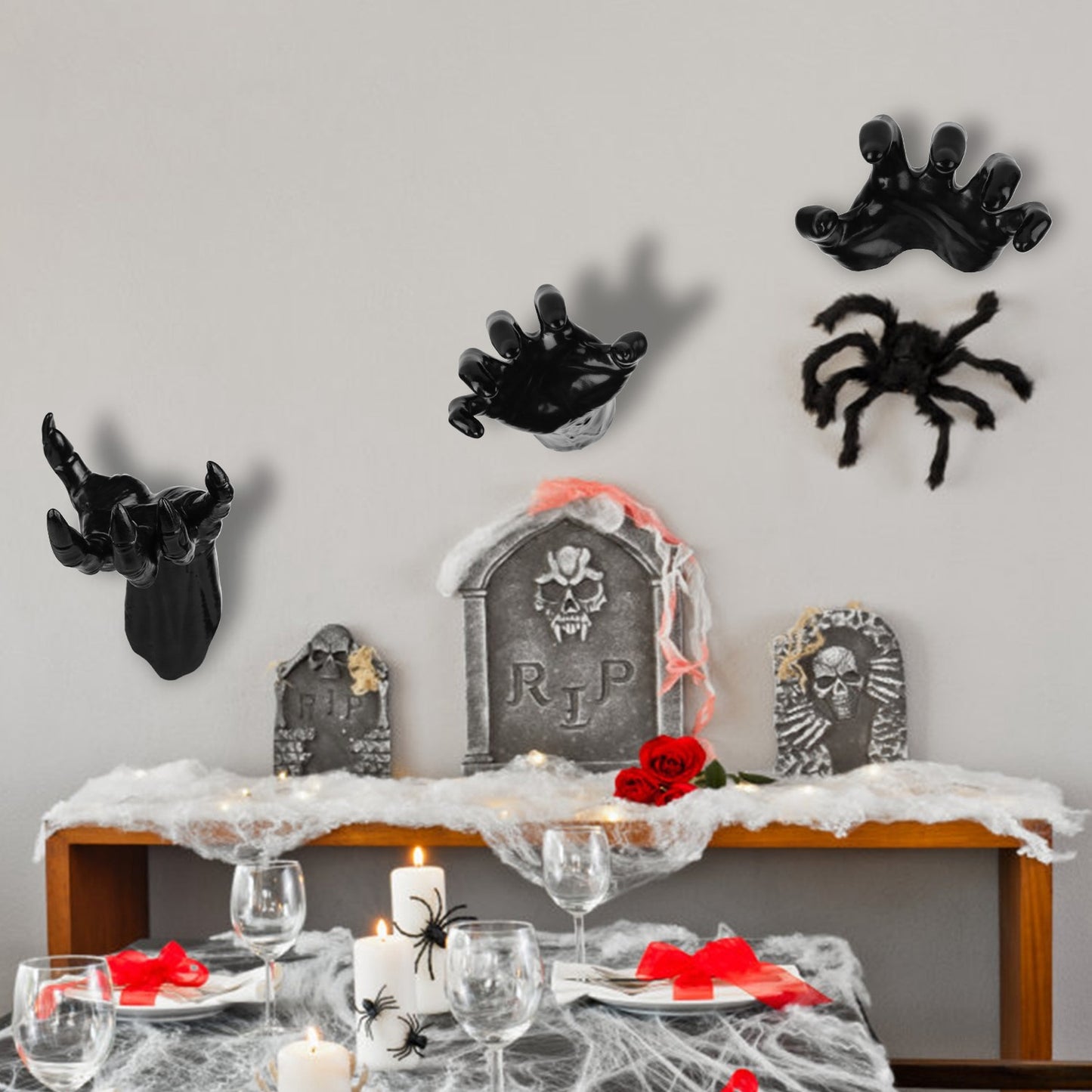 Gothic Candle Hands – Halloween Wall Decor (Set of 3)
