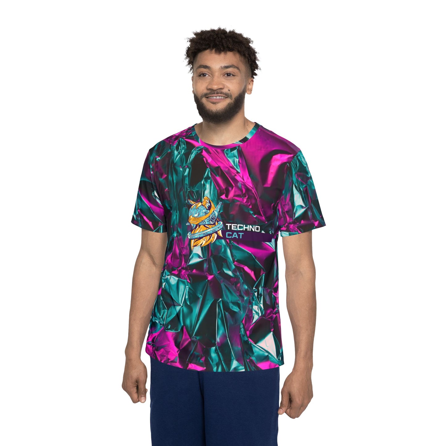 Techno Cat Men's Sports Jersey | Vibrant and Trendy Athletic Wear