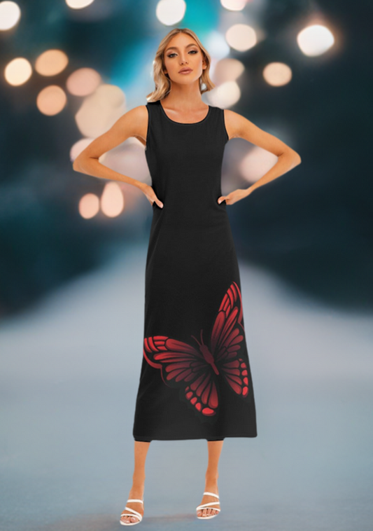 "Passion Butterfly" Tank Top Long Black Dress