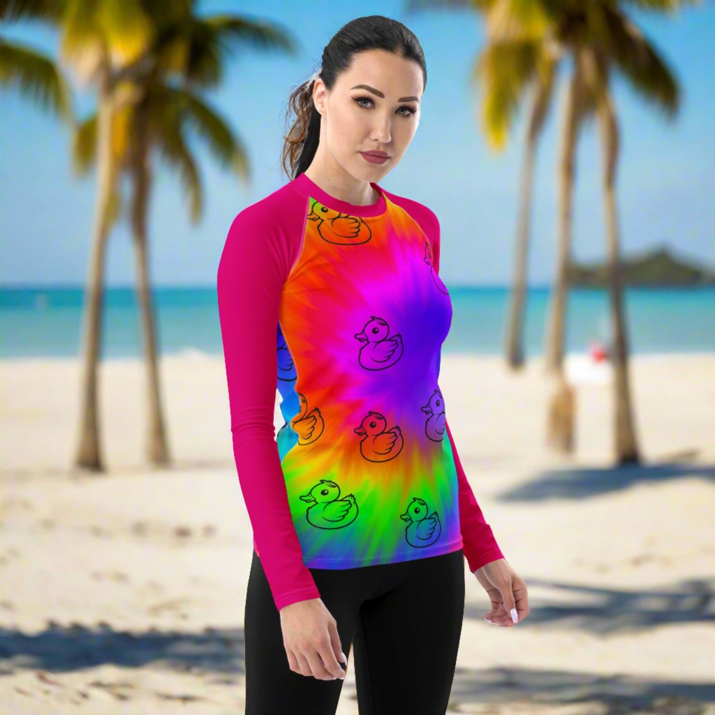 Women's Tie-Dye & Ducks Rash Guard