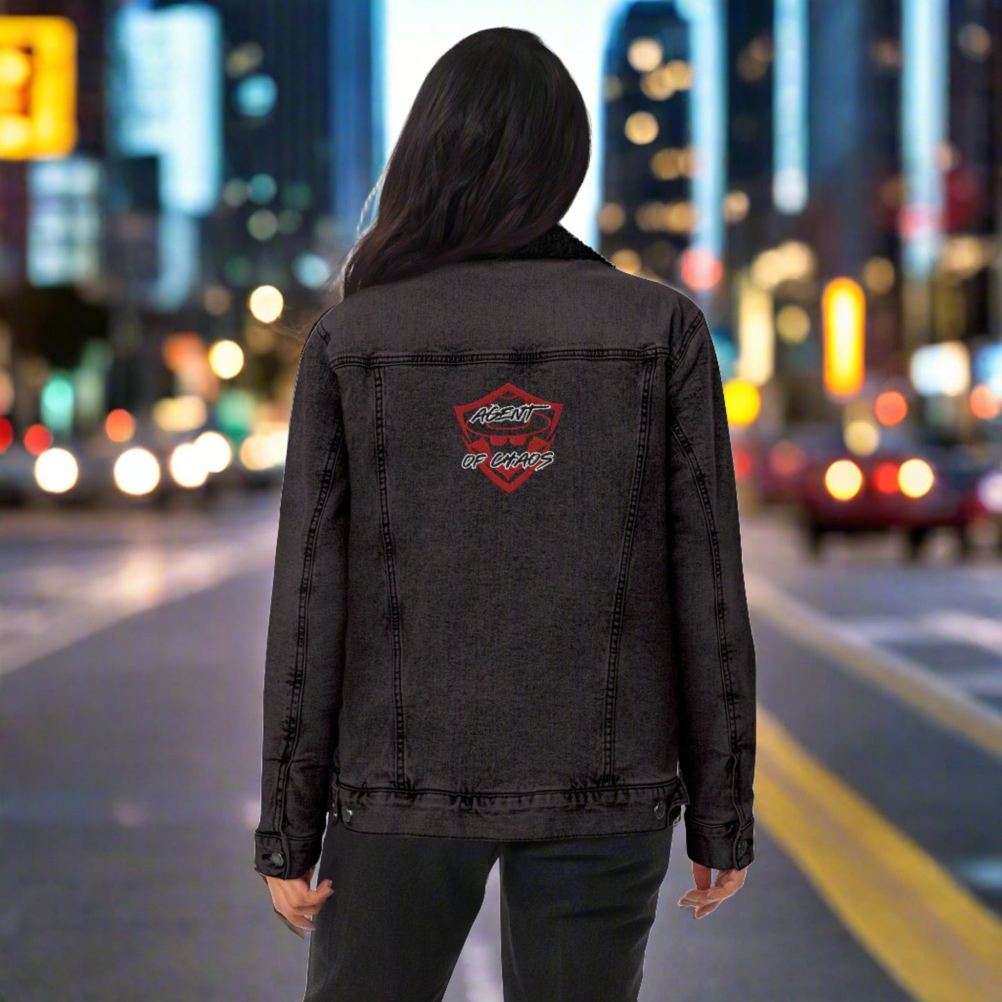 Agent of Chaos Black denim sherpa jacket