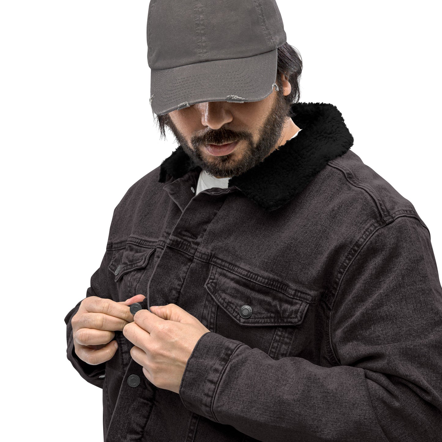 Agent of Chaos Black denim sherpa jacket