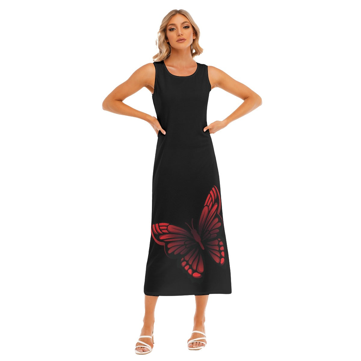 "Passion Butterfly" Tank Top Long Black Dress