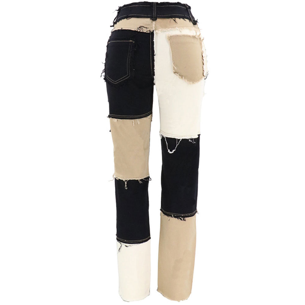 Mixed Color Denim Pants