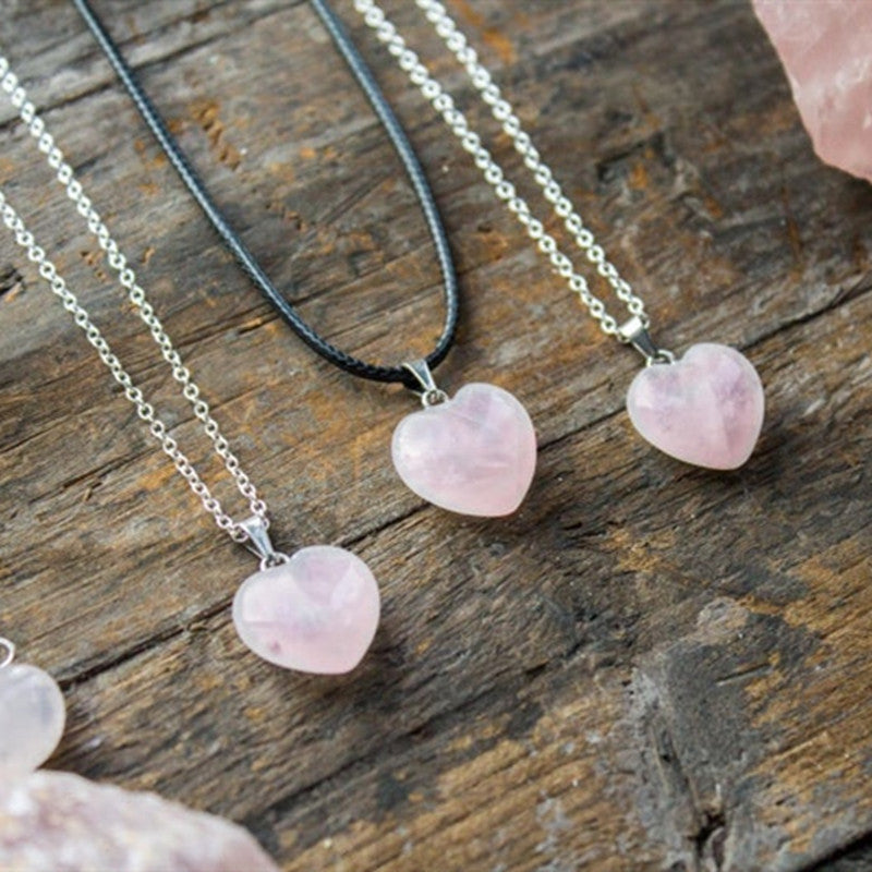 Valentines Heart Crystal Natural Stone Necklace