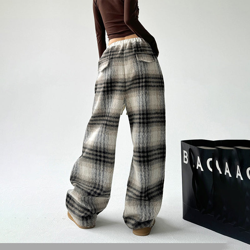 Soft‑Fit Checkered Drawstring Pants