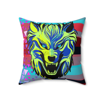 Cyberpunk Wolf Art Pillow