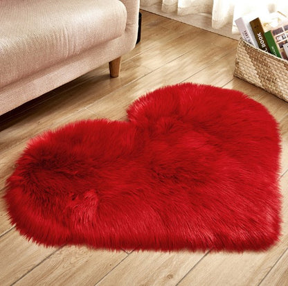 Heart‑Shaped Fluffy Floor Rug