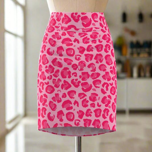 Women's Pink Cheetah Pencil Skirt