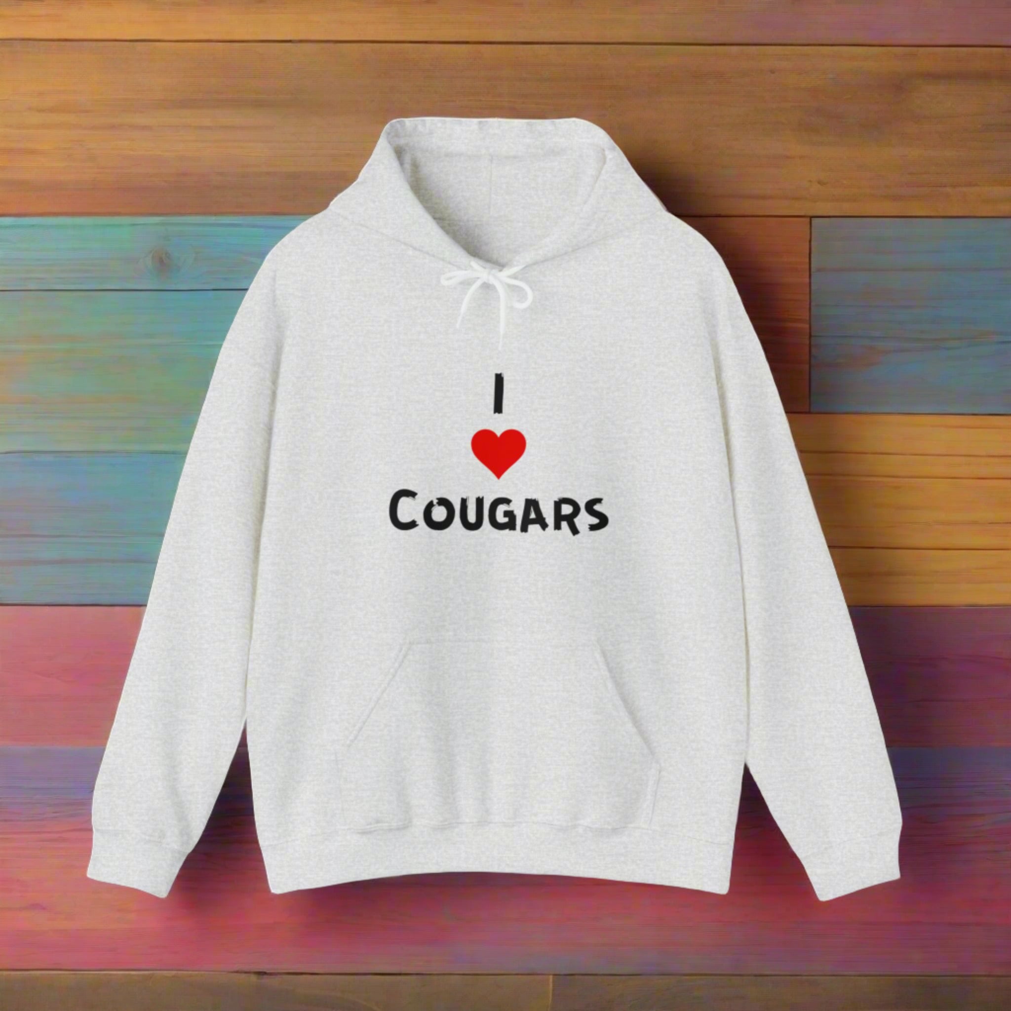 I Love Cougars Hooded Sweatshirt