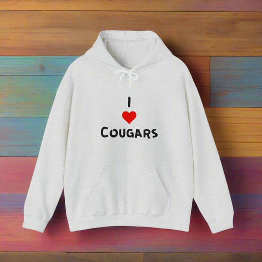 I Love Cougars Hooded Sweatshirt