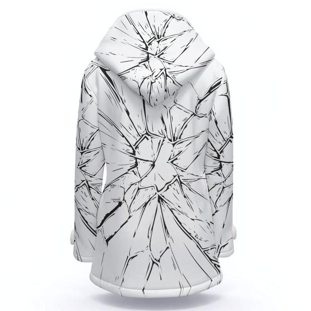 Shattered Glass Women's Hooded Double-Breasted Winter Coat With Fleece