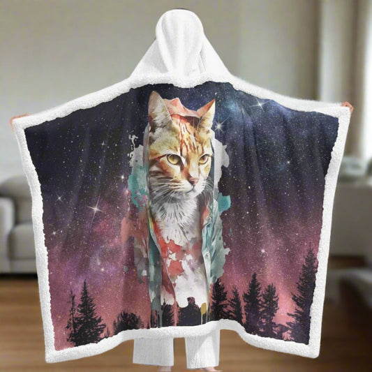 Space Kitty Wearable Hooded Blanket