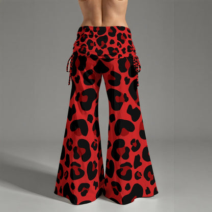 Wild Red Wide‑Leg Drawstring Pants