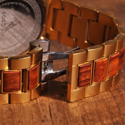 Elegant wooden watch for men with Japanese quartz movement