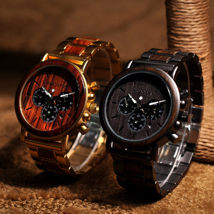 Scratch-resistant men's watch with luminous hands and markers