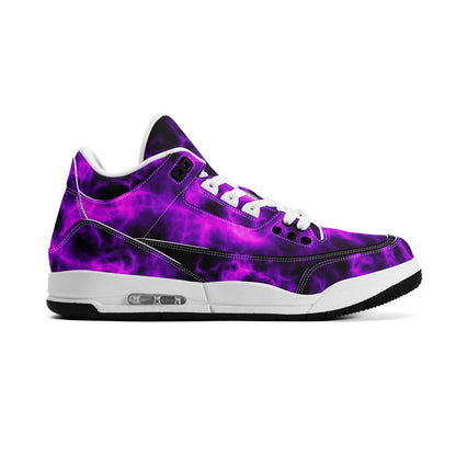 Mens High Top Retro Leather Basketball Sneakers - Purple Mist