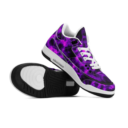 Mens High Top Retro Leather Basketball Sneakers - Purple Mist