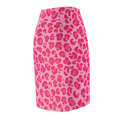 Women's Pink Cheetah Pencil Skirt