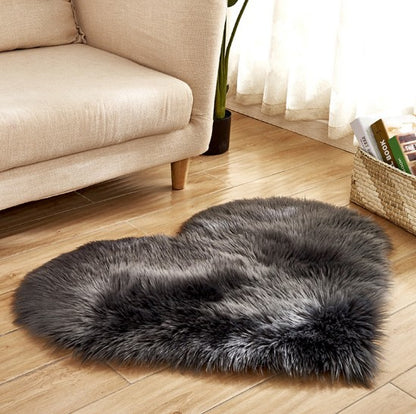 Heart‑Shaped Fluffy Floor Rug