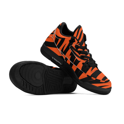 Mens High Top Retro Bengal Stripe Leather Sneakers