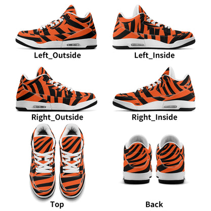 Mens High Top Retro Bengal Stripe Leather Sneakers