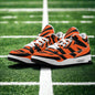 Mens High Top Retro Bengal Stripe Leather Sneakers