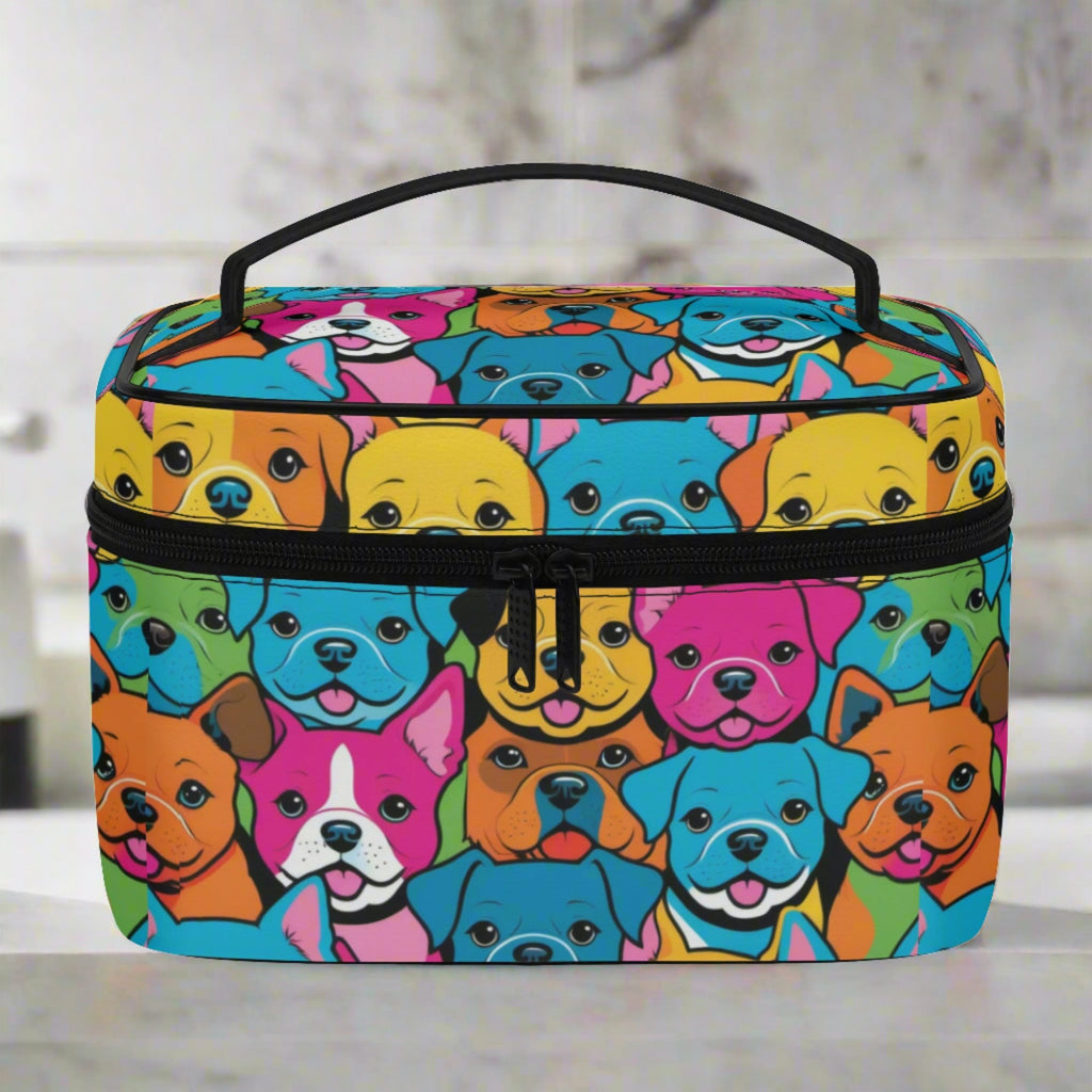 Puppies! Leather Cosmetic Bag | Cute Waterproof PU Makeup Case