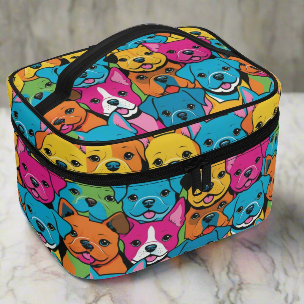 Puppies! Leather Cosmetic Bag | Cute Waterproof PU Makeup Case