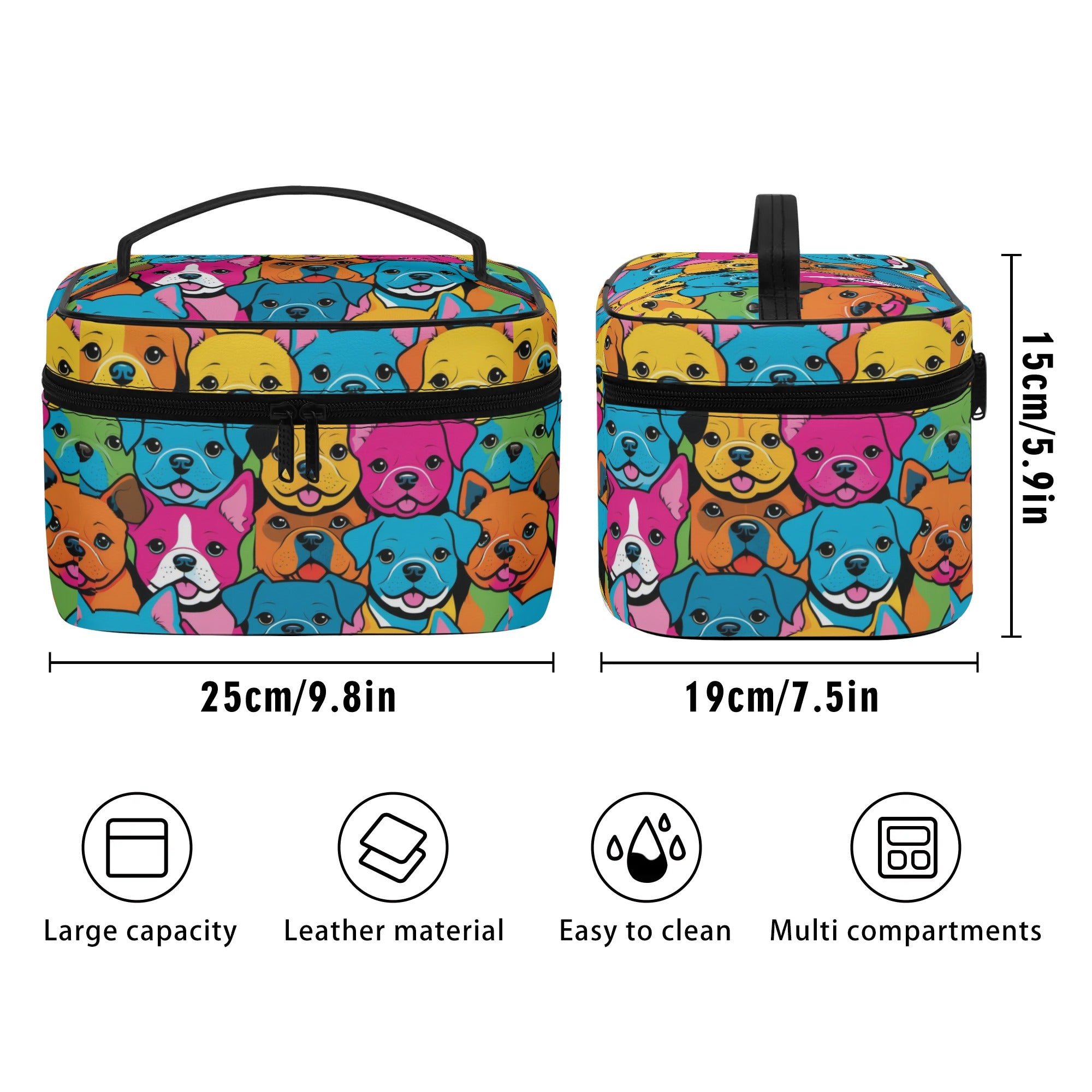 Puppies! Leather Cosmetic Bag | Cute Waterproof PU Makeup Case