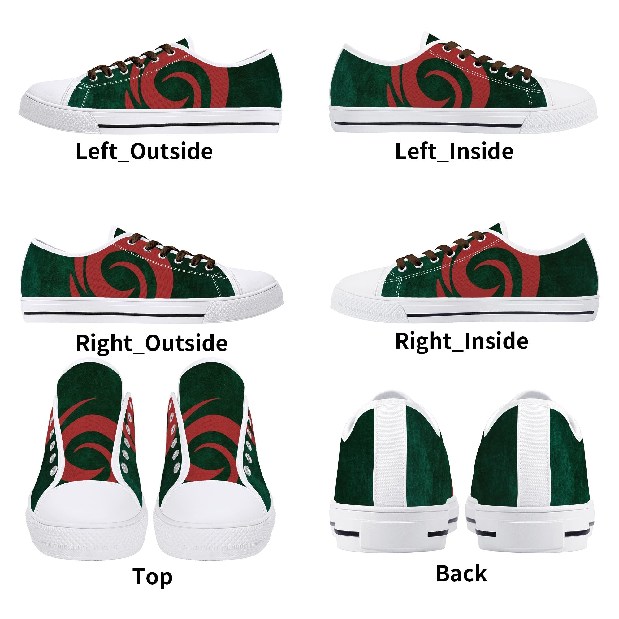 Womens Red-Green Groove Low Top Canvas Shoes