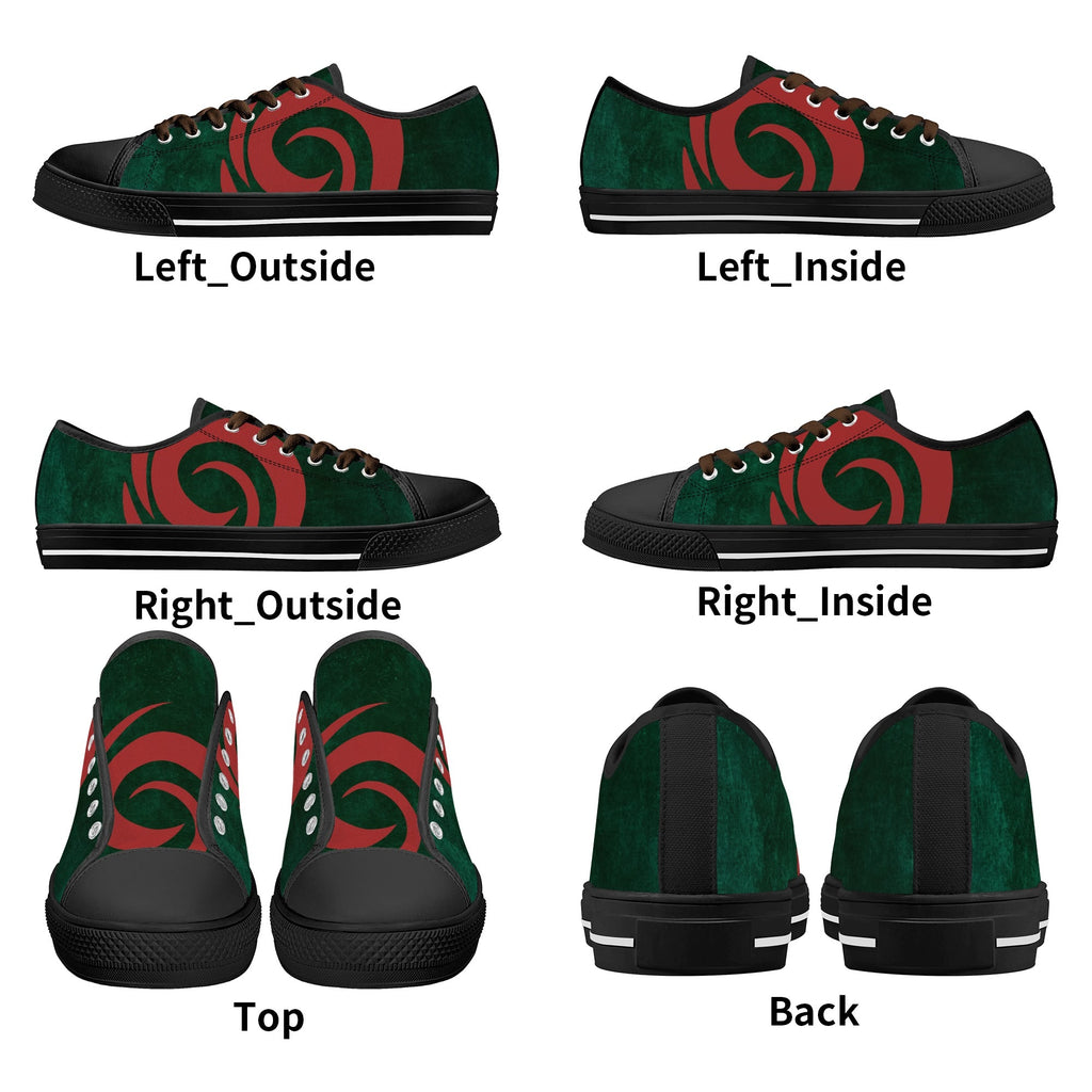 Womens Red-Green Groove Low Top Canvas Shoes